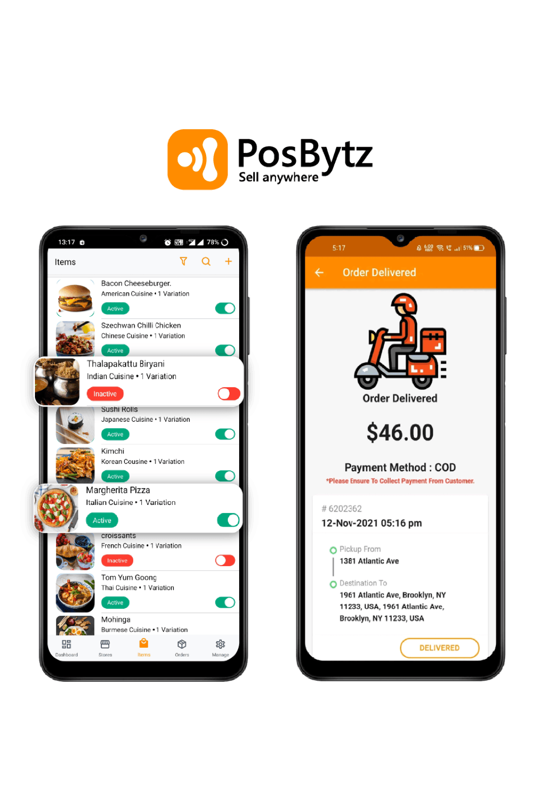 PosBytz online store and delivery apps
